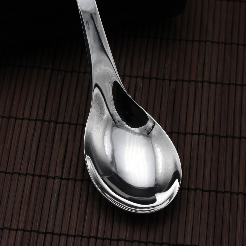 s999足银 纯银餐具光面长柄 养生银勺子 汤勺 送礼送人