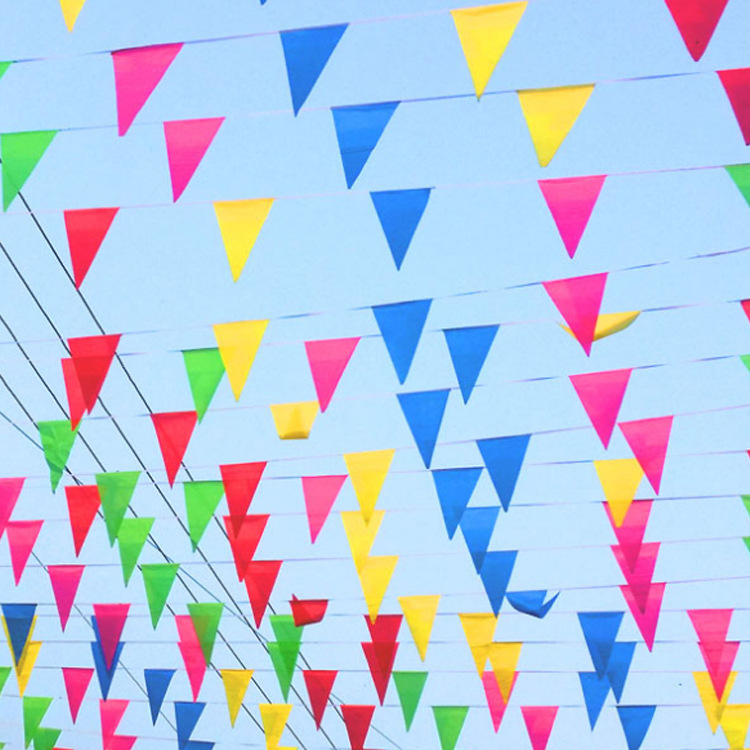 三角彩旗婚庆节日庆典布置旗帜五彩串旗飘旗户外工地警示旗