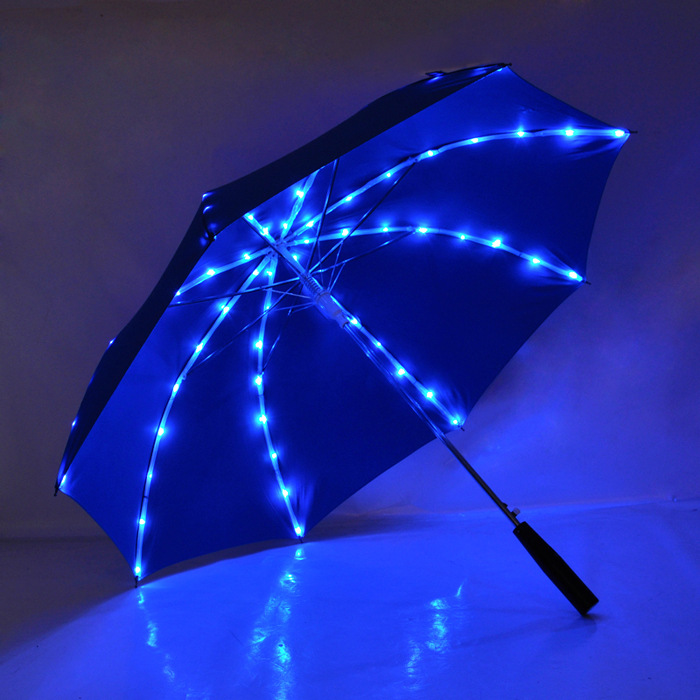 23寸发光雨伞创意公主伞长柄伞led灯电筒夜视伞夜光伞多功能