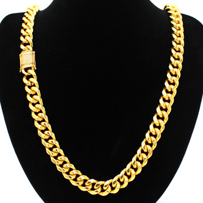 厂家直销15mm欧美热卖男士大金链磨链古巴链龙头扣嘻哈项链手链