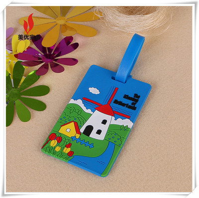 工厂定制硅胶行李箱吊牌托运牌创意登机牌挂牌大风车行李牌