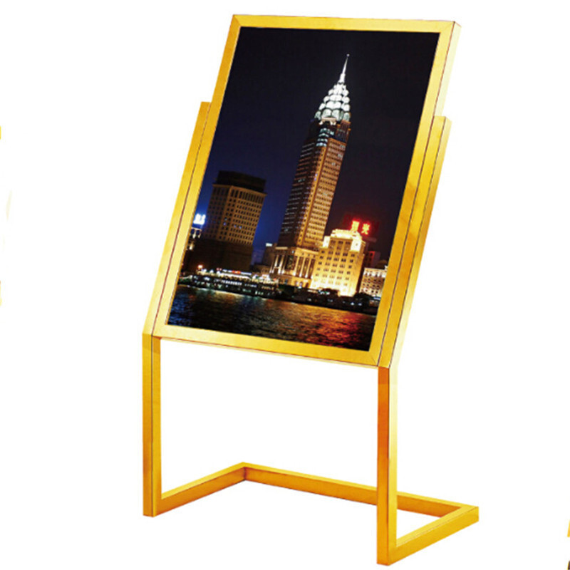 不锈钢方管广告牌酒店大堂立式指示牌水牌钛金展示牌l型脚指示牌