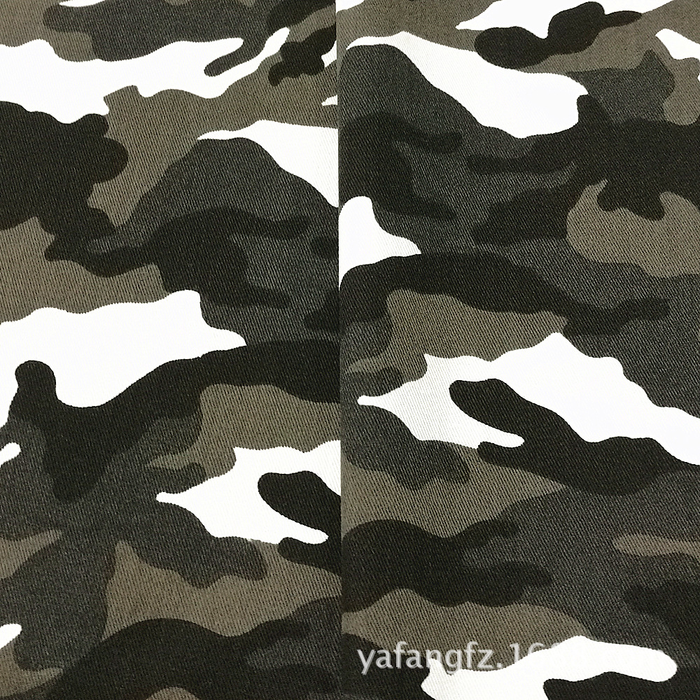 迷彩布料涤棉斜纹印花厂家现货手感舒适网浆印染豹纹迷彩面料