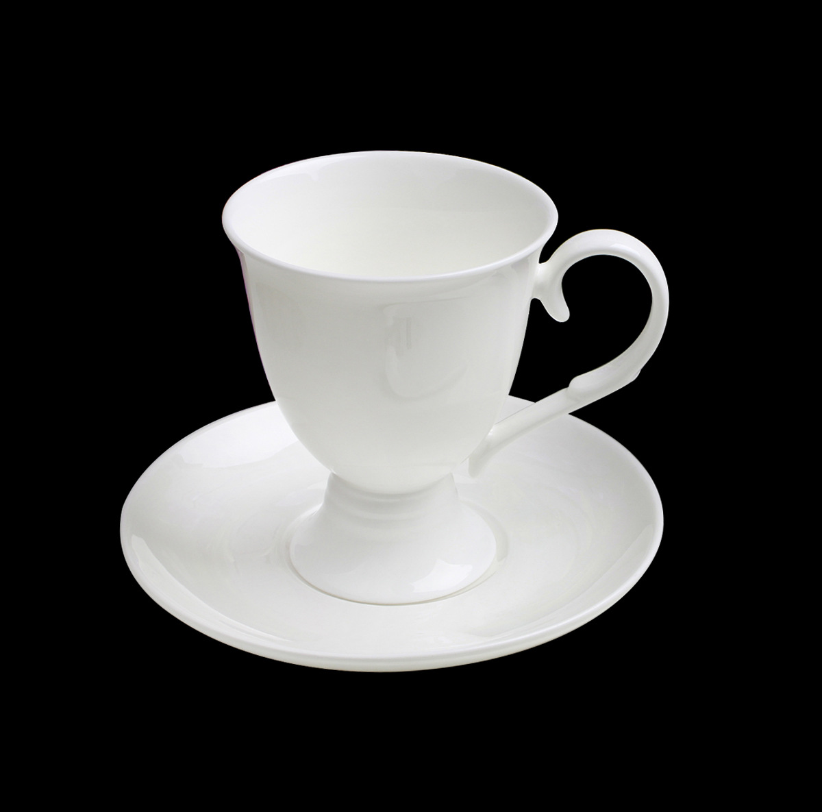 复古陶瓷杯低骨瓷咖啡杯新款异形红茶杯简约纯白色杯碟可定制logo