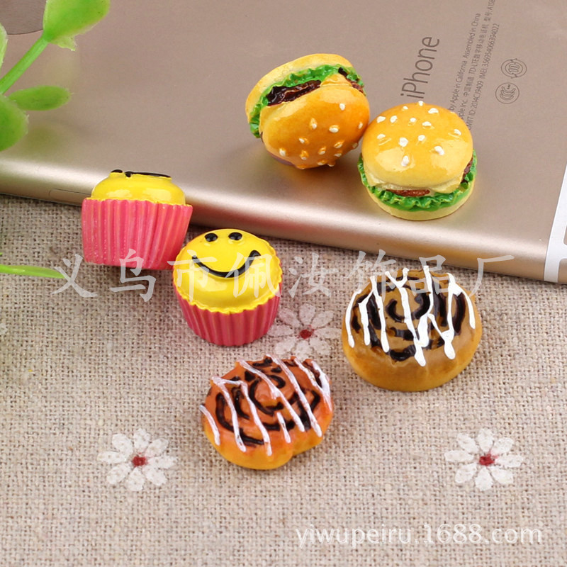仿真食玩配件 手机壳diy树脂配件 汉堡包 儿童发绳diy 微景观素材