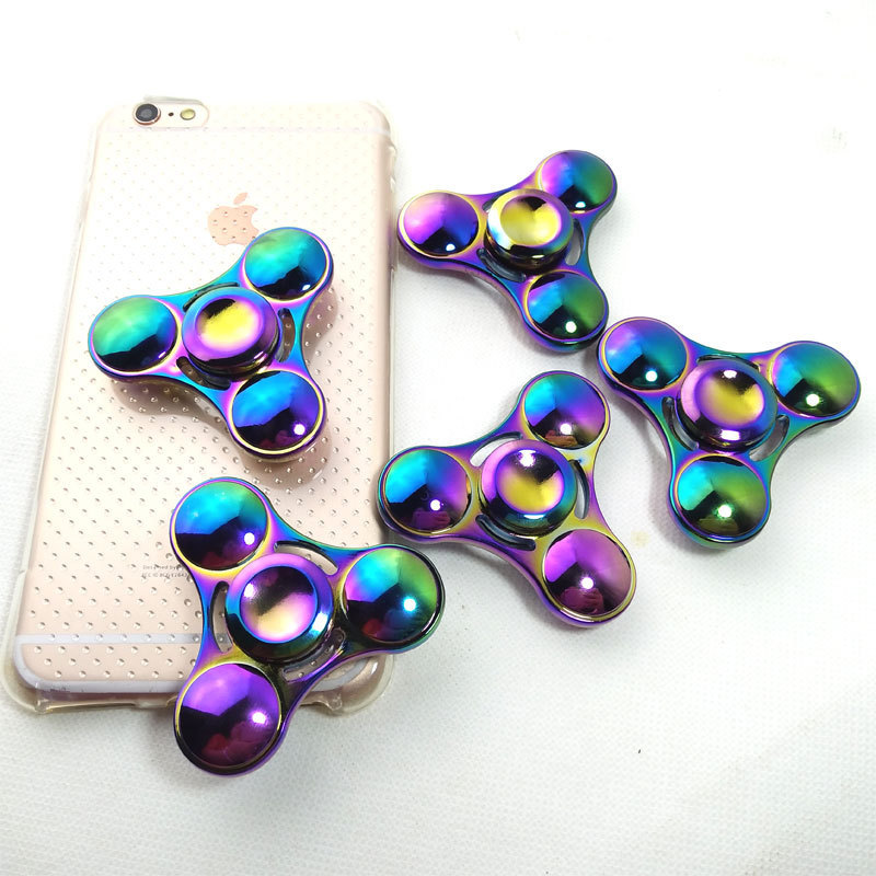 批发六叶合金指尖陀螺新款炫彩水滴手指陀螺爆款六角金属指间陀螺