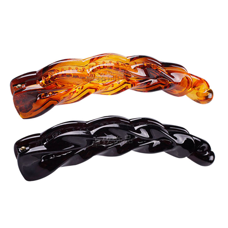 Zhuoming New Summer Korean Style Twist Banana Clip Medium and Large Color Vertical Clip High Quality Plastic Leaves Twist Clip