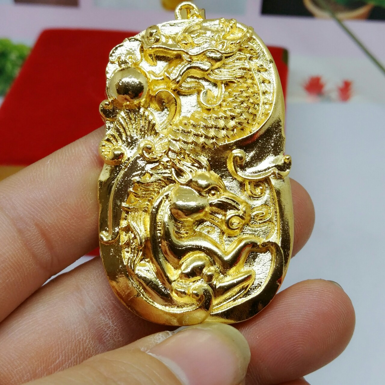 越南沙金饰品时尚款龙马精神男式项链吊牌 黄铜镀金首饰品保色