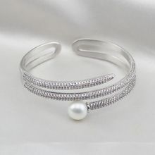 S925银个性圆珍珠手镯珍珠戒指套装组合
