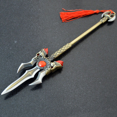 王者周边 吕布无双之魔皮肤长枪 合金30厘米兵器武器