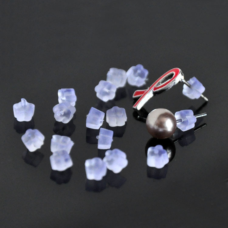 Handmade DIY Stud Earrings Accessories Material Wholesale Plastic Transparent Silicone Plum Blossom Earplug Ear Stud Plug Ear Back