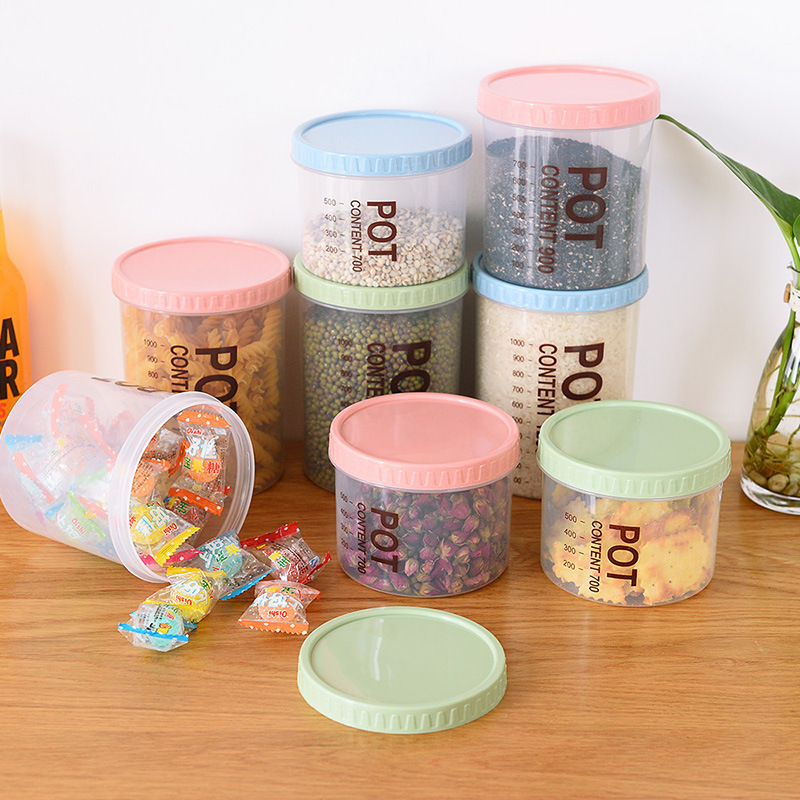 Plastic Cereals Storage Tank Food Sealed Jar Kitchen Transparent Snack Storage Box Storage Jar