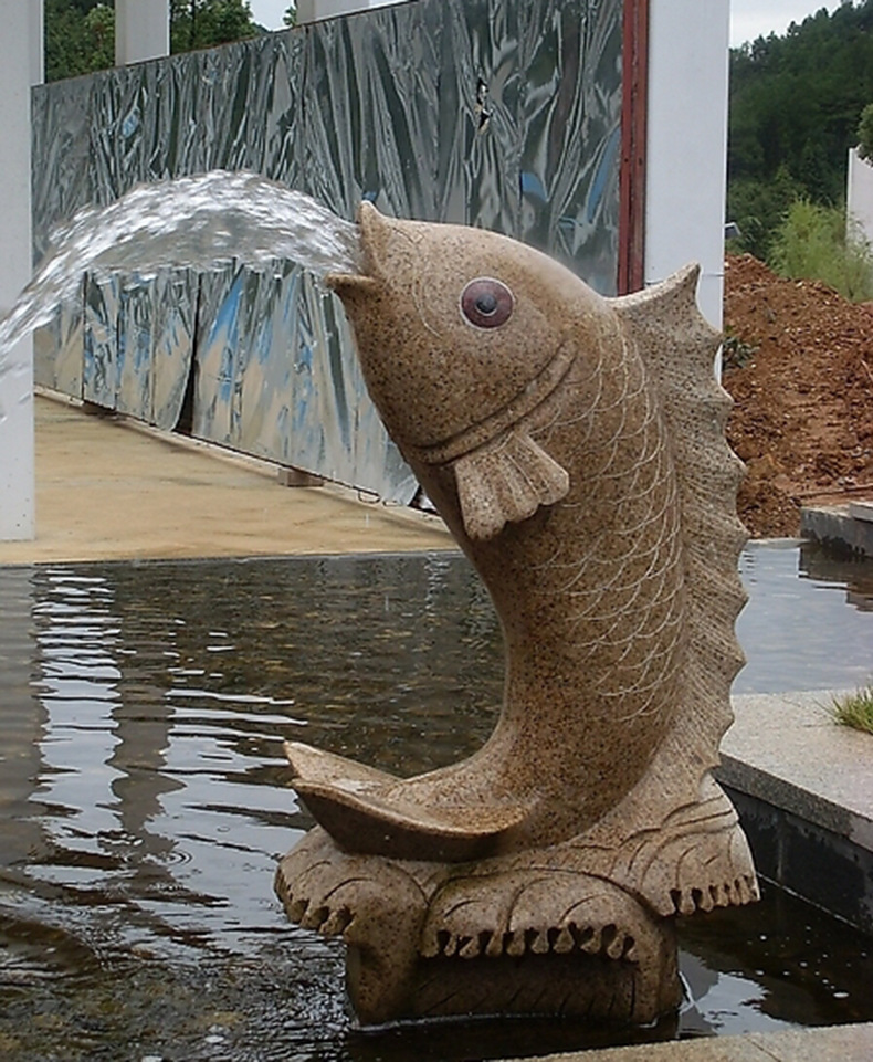 石雕花岗岩 鲤鱼喷泉 厂家直销 定制生产各种天然石材景观喷泉