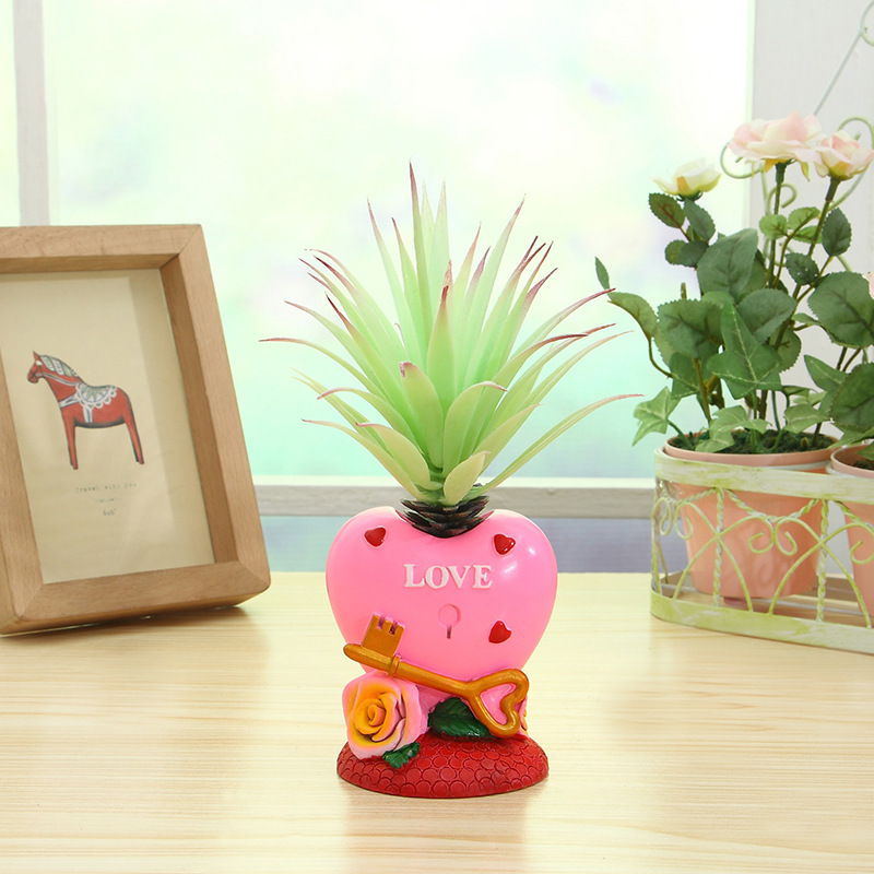 创意爱心树脂花盆 情人节礼物多肉花盆 办公室书房桌面盆栽批发