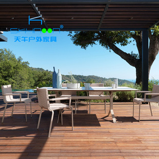 天午skynoon 东南亚户外休闲餐厅藤编桌椅组合 露天藤餐桌椅