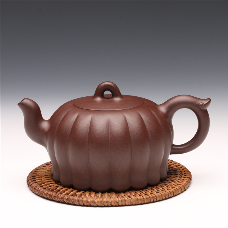 宜兴名家手工紫砂壶原矿紫泥裙瓣茶壶功夫茶具套装