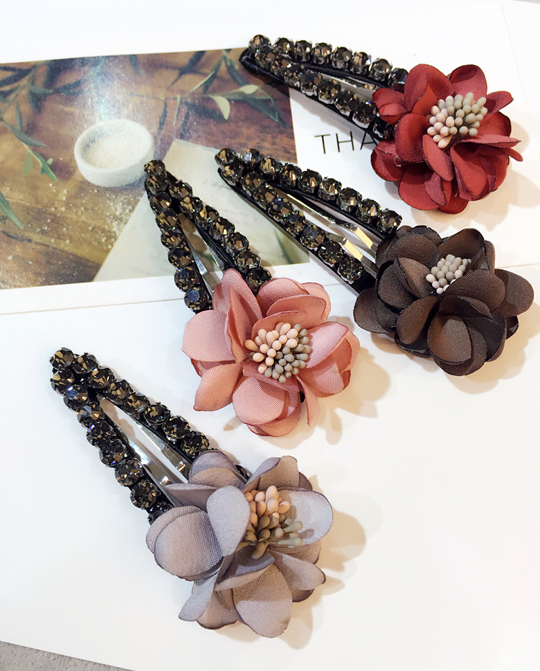 发卡a085 唯美花朵满钻bb夹 2017新款 水钻捷克钻发夹发卡 甜美头饰女