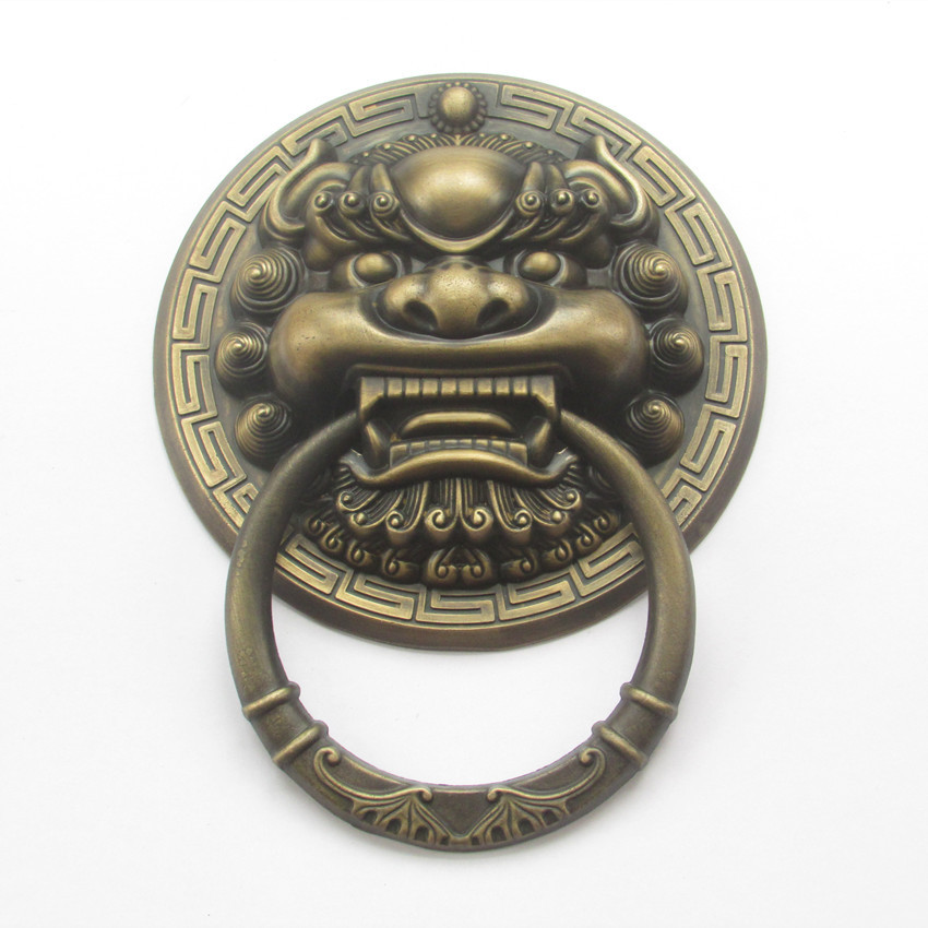 厂家供应20纯铜压铸大门狮子头门环拉手 仿古大小门窗首辅 黄铜