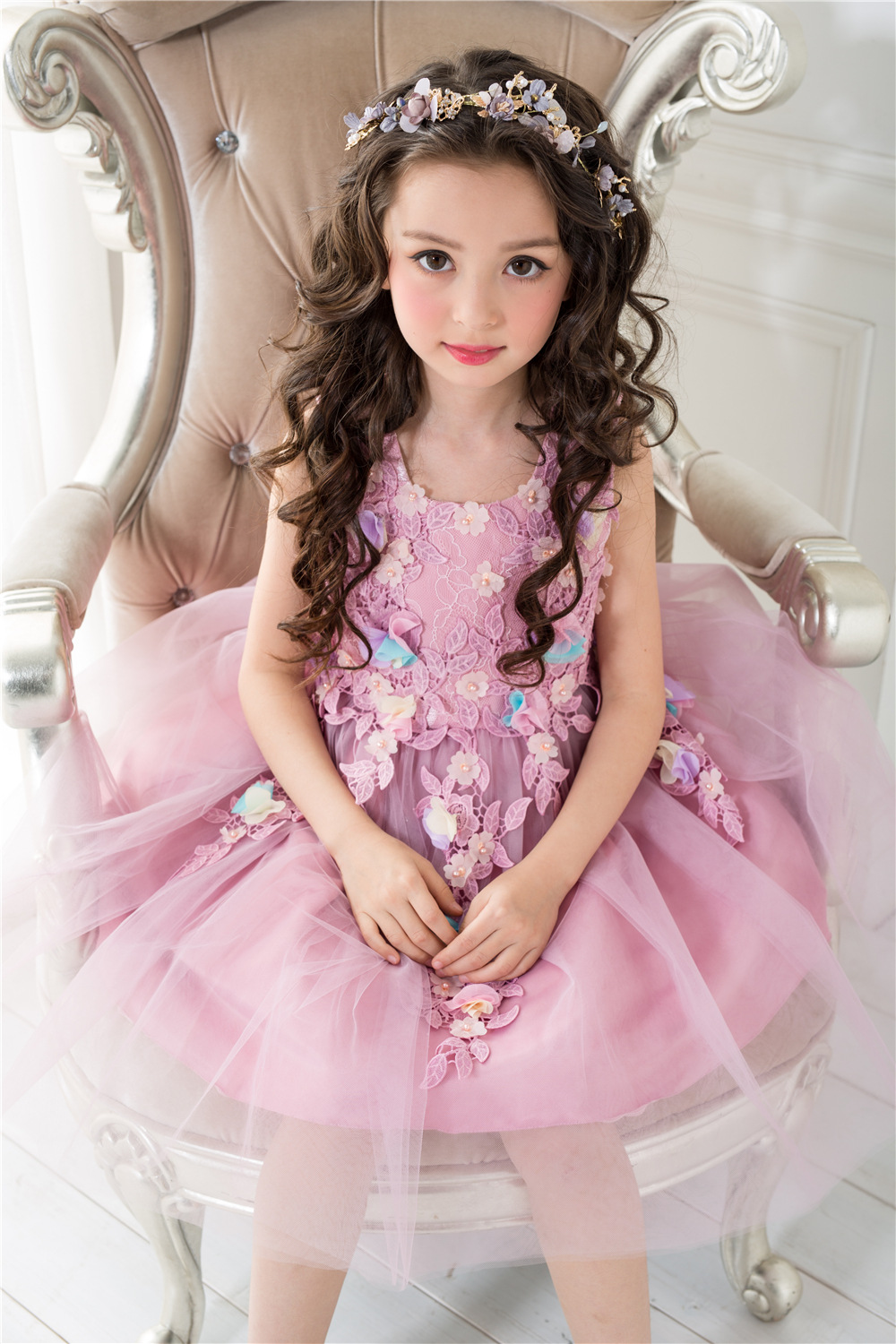 新款女童夏装公主裙儿童礼服公主婚礼花童婚纱女童蓬蓬表演连衣裙