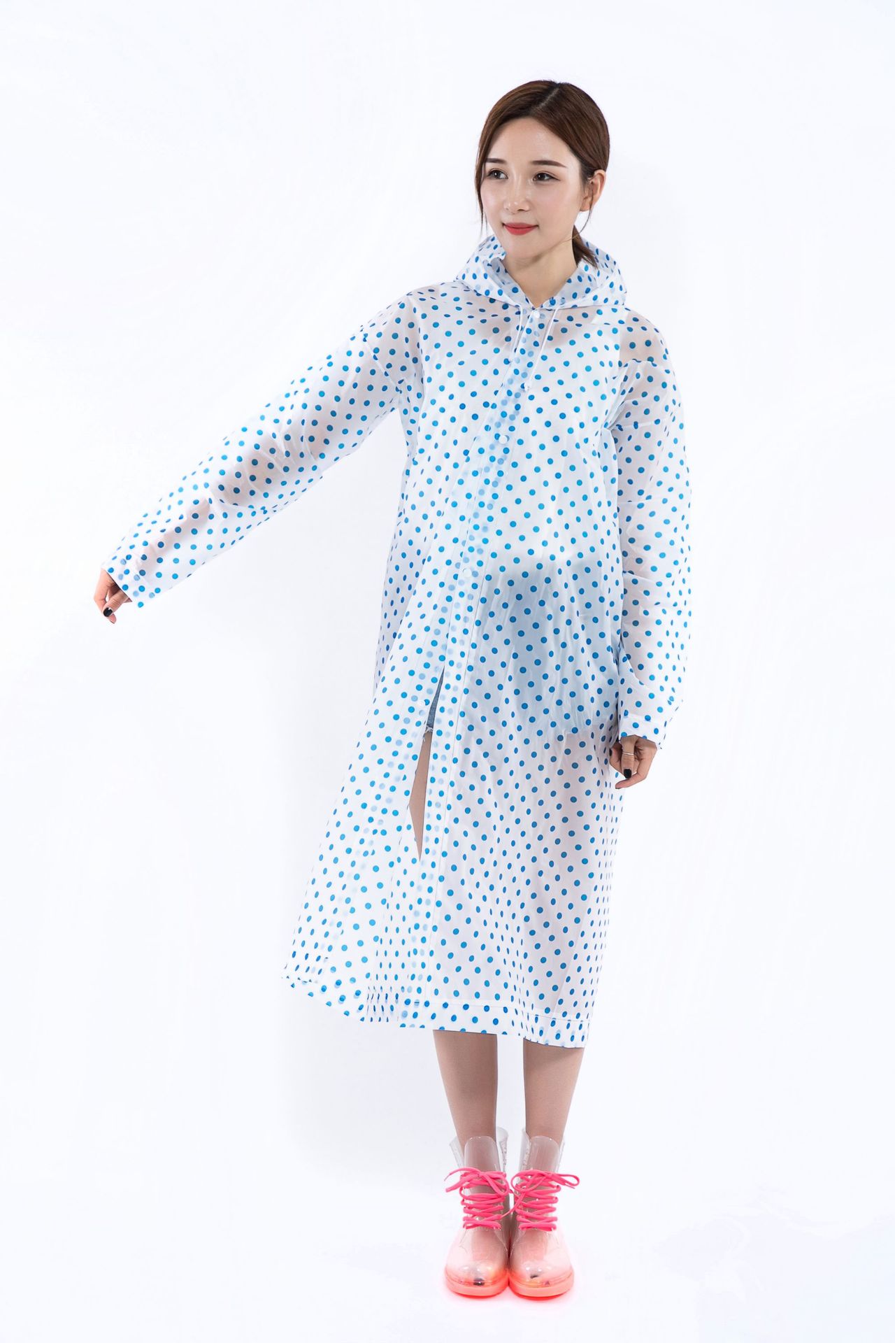 旅行波点雨衣女成人外套韩国时尚男户外徒步雨披单人长款防雨便携