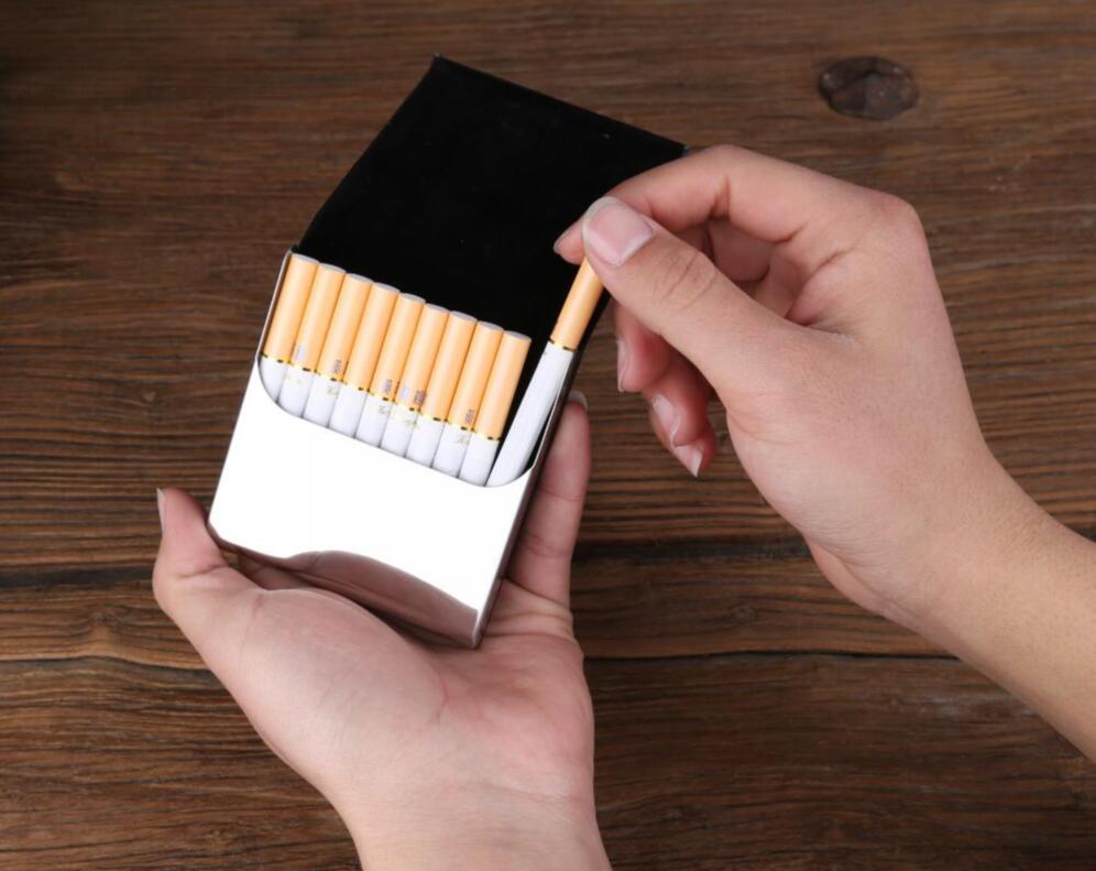 竖款不锈钢五金金属皮质烟盒 金属烟盒 商务烟包 绅士烟合烟包