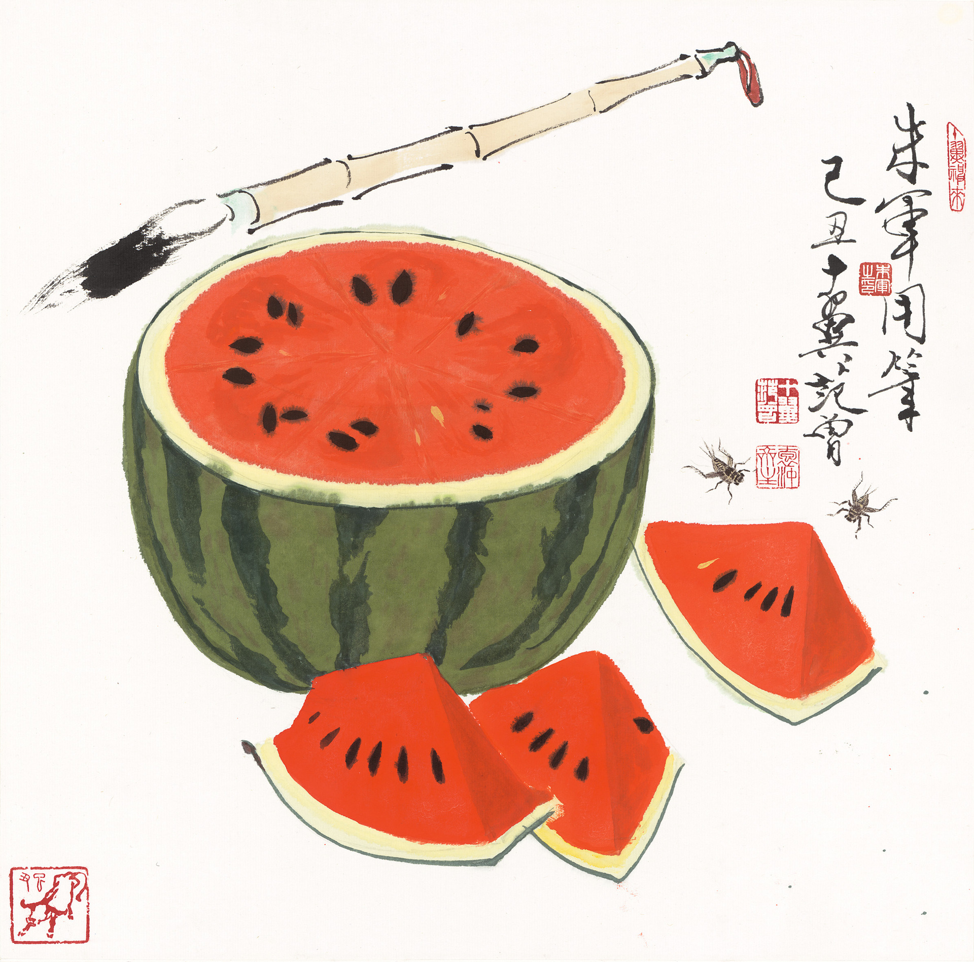 朱军《瓜果册页》十二开 高仿真复制宣纸国画 家居酒店装饰画