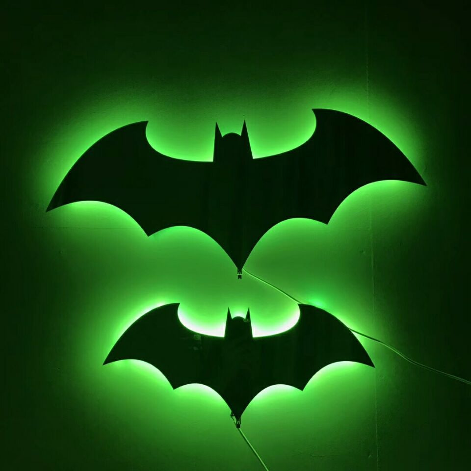 蝙蝠镜子灯 usb自动七彩变色遥控装饰壁小夜灯