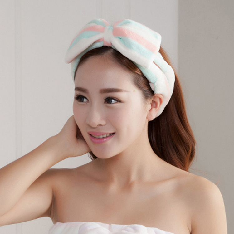 Flannel Headwear Bow Hair Band Female Online Influencer Face Wash Beauty Plush Hair Band Autumn and Winter Hair Accessories Face Washing Hair Band