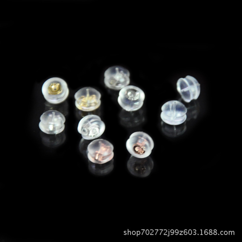 Silicone Transparent G18k Gold Earplug S925 Sterling Silver Stud Earrings Back Purse Silicone Ear Stud Plug Stick Earring Accessories Wholesale