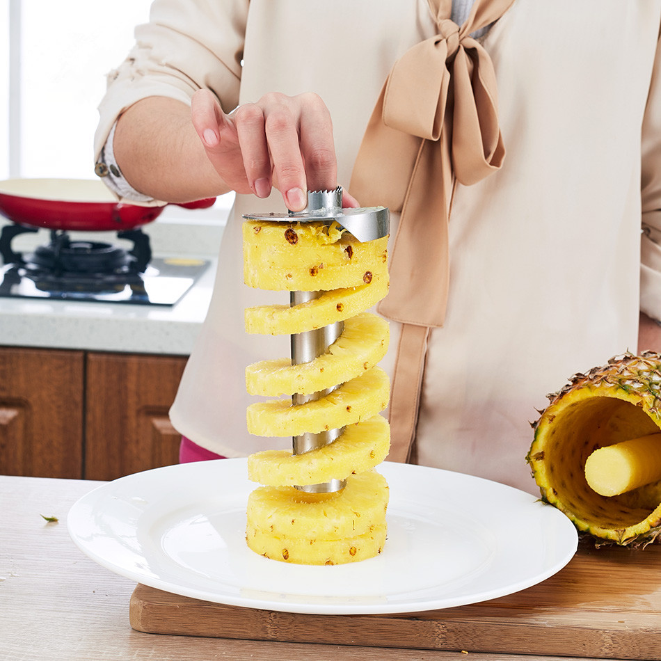 不锈钢菠萝去芯刀 去皮器菠萝切刀 削皮去眼器 创意水果刀具现货