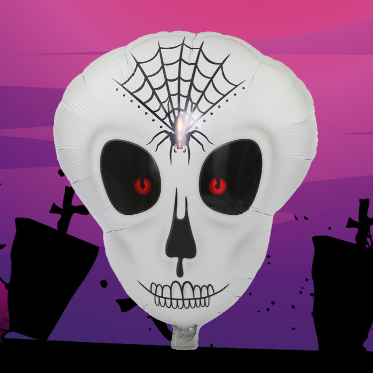 厂家直销 现货供应万圣节装饰布置铝膜气球 恐怖骷髅头铝箔气球
