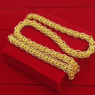 双龙头项链男新款项链 金钱链首饰批发 24k仿黄金新款越南沙金