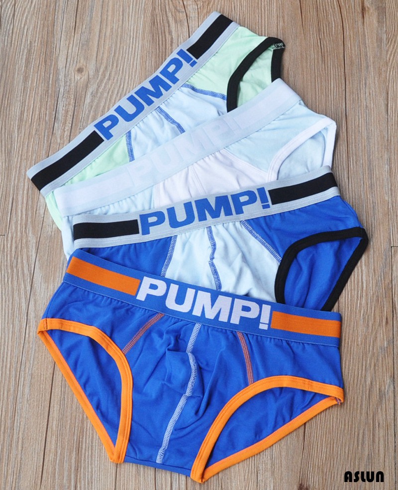 速卖通wishebay外贸爆款名牌内裤男士pump纯棉透气三角裤含包装袋