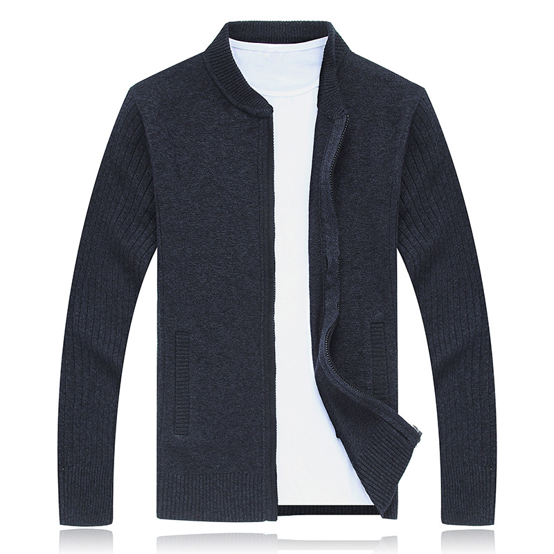 厂家直销羊毛衫男士开衫毛衣外套棒球领加厚拉链大码男式针织开衫