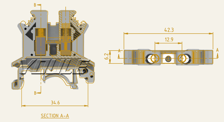 5b导轨式接线端子排uk接线端子排uk轨道式接线端子排