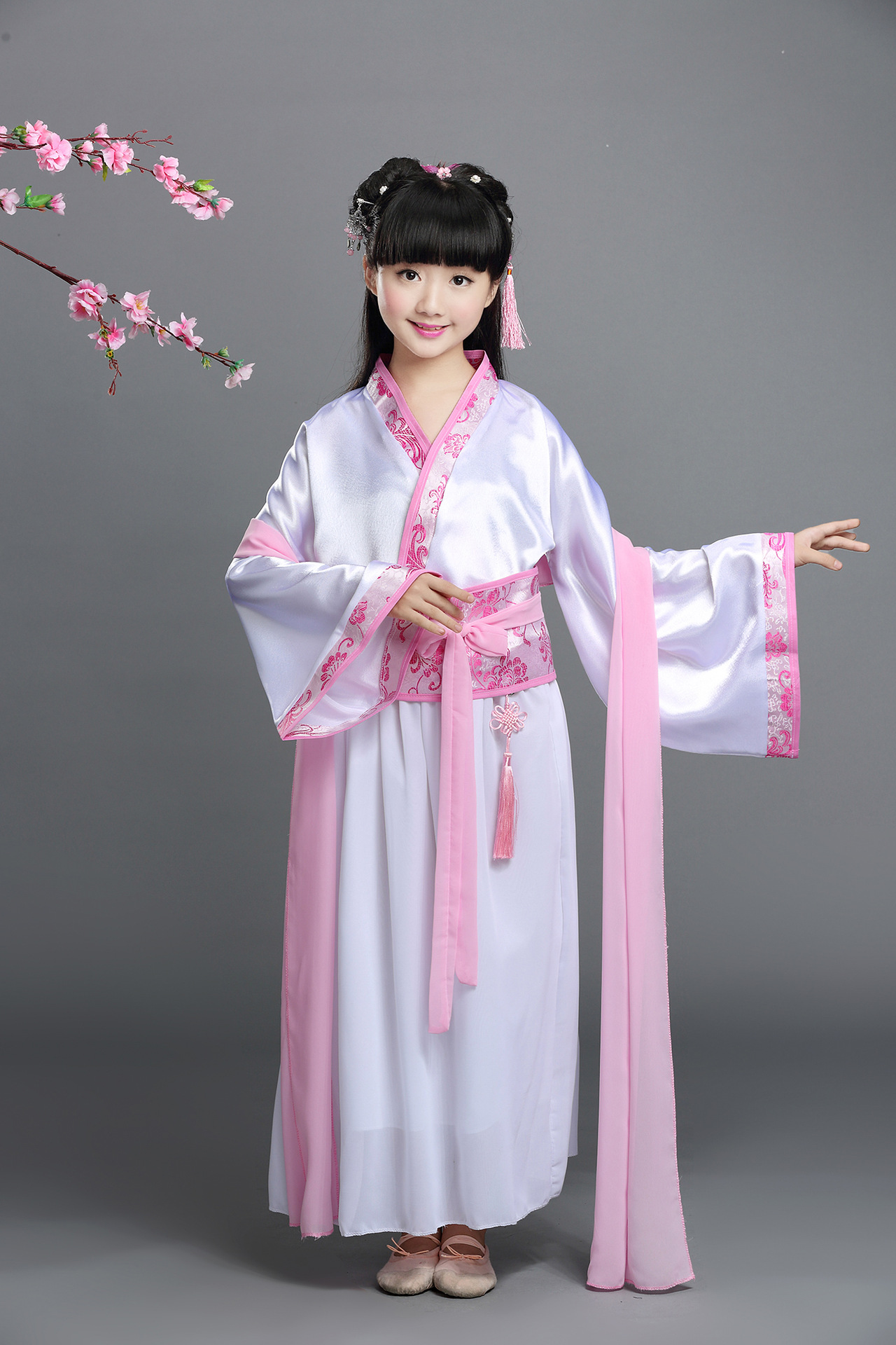 新款儿童古装女童汉服拖尾小贵妃装唐朝公主仙女装cos演出服