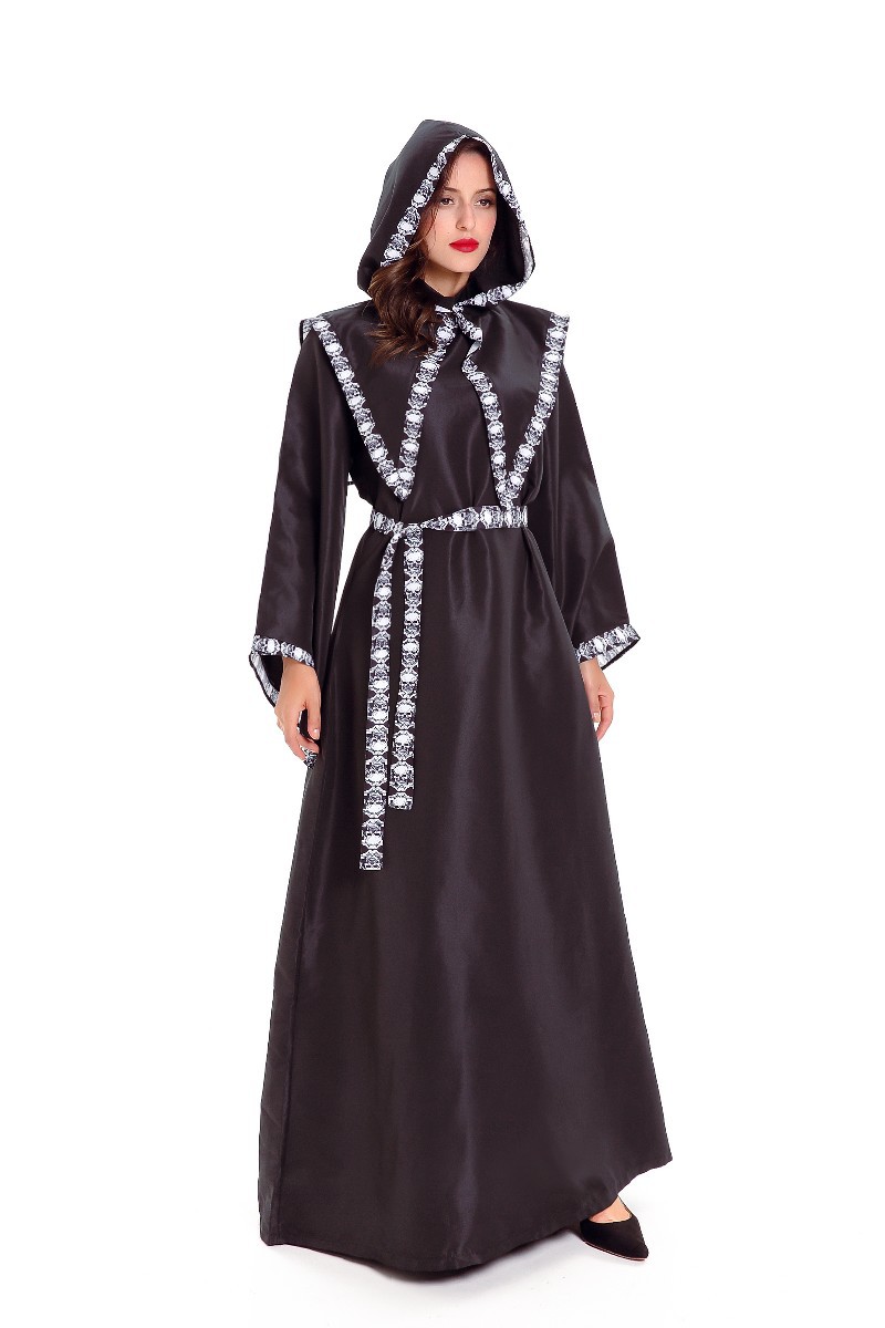 万圣节新款角色扮演情侣黑暗巫婆巫师服装骷髅恶魔情侣服装代发