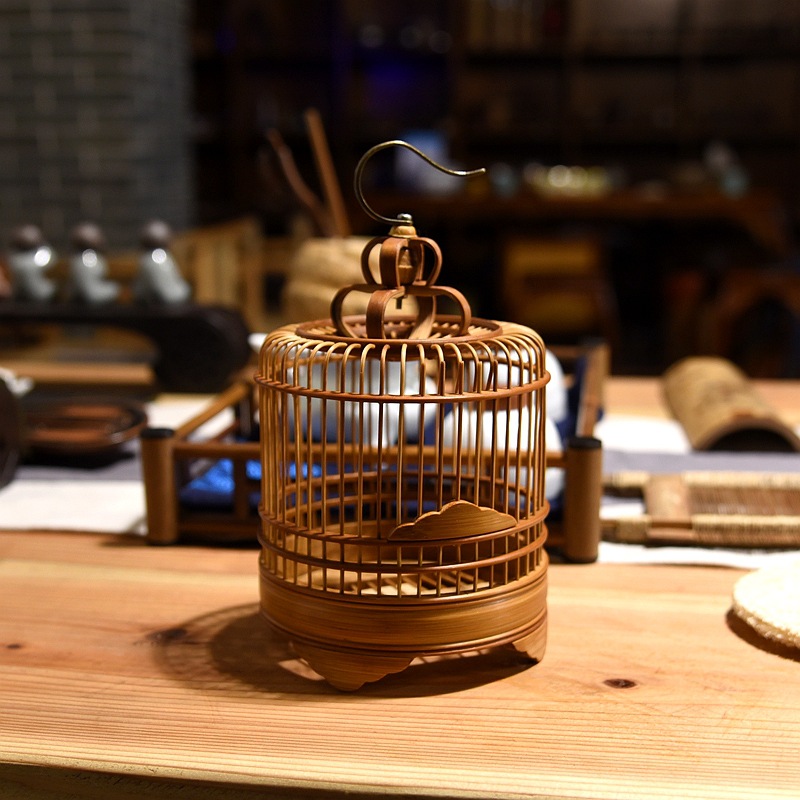 蝈蝈笼子 手工竹编 蚂蚱笼子 鸣虫用具蝈蝈笼 竹笼蛐蛐笼子弄竹堂