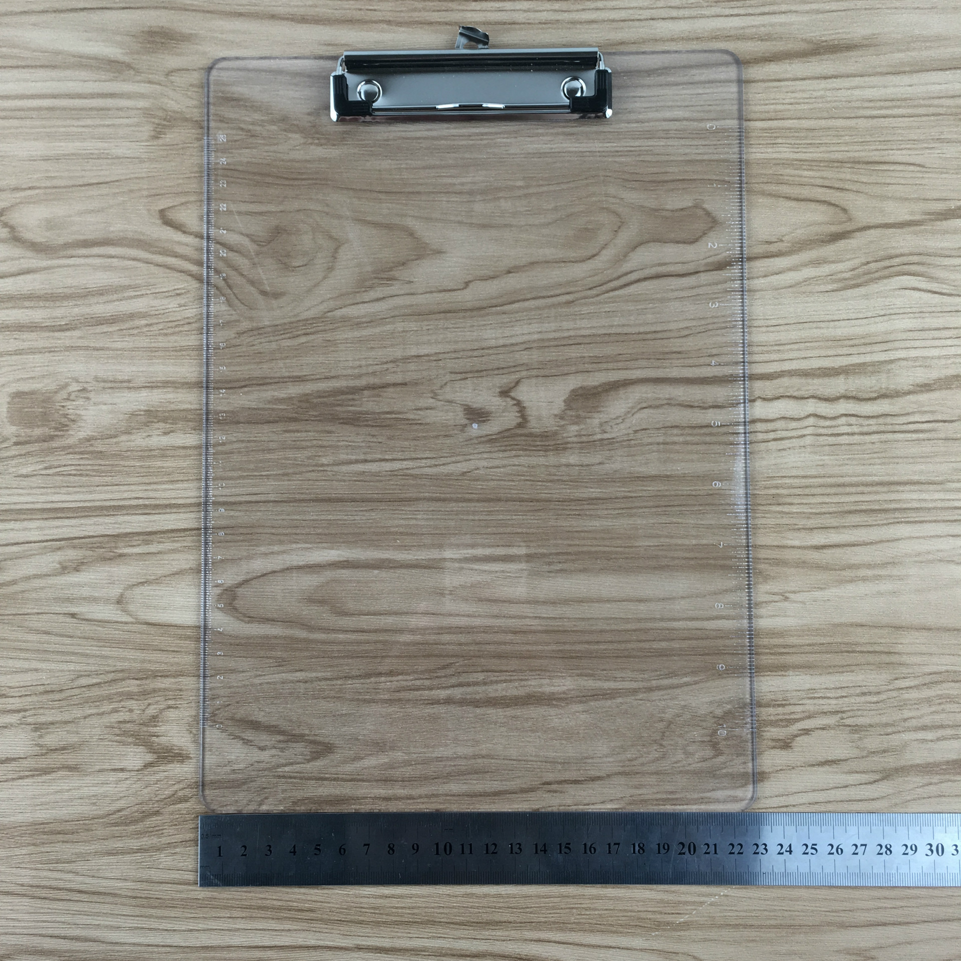 a4塑料透明刻度板夹厚款 写字平头板夹 pp菜单夹书写板 厂家直销