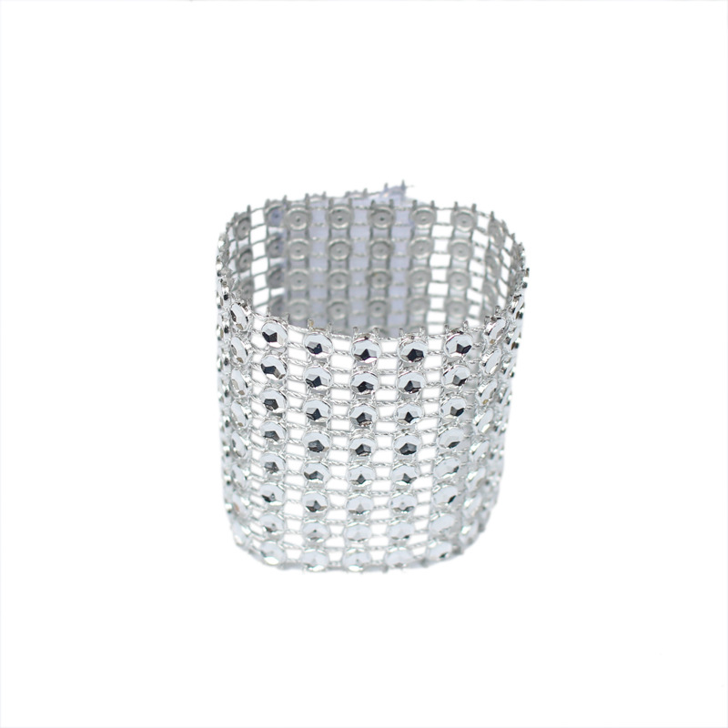 Dining Table Party Celebration Hotel Supplies 8 Gang Drill Napkin Ring Silver Napkin Ring Wedding Table in Stock Wholesale