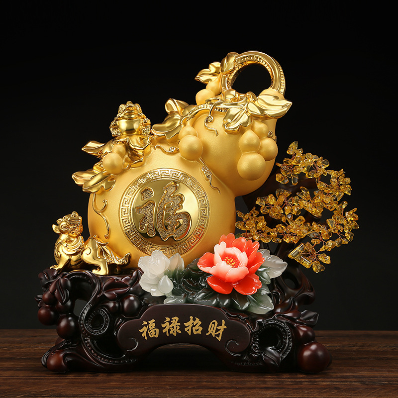 吉善缘厂家批发树脂福禄有余葫芦福字葫芦摆件家居欧式工艺品2924