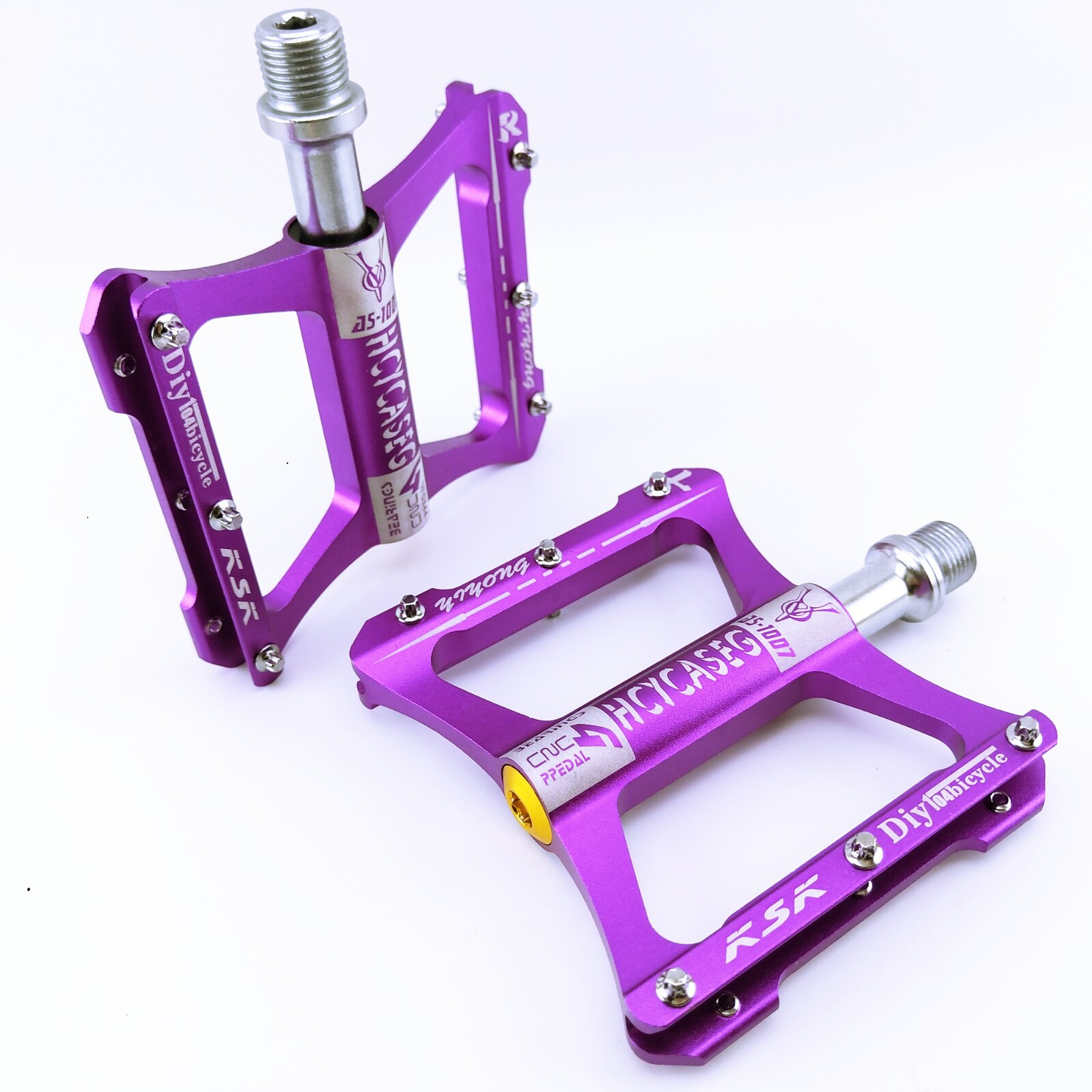 hcycaseg自行车脚蹬山地车脚踏4培林铝合金踏板防滑单车脚蹬子