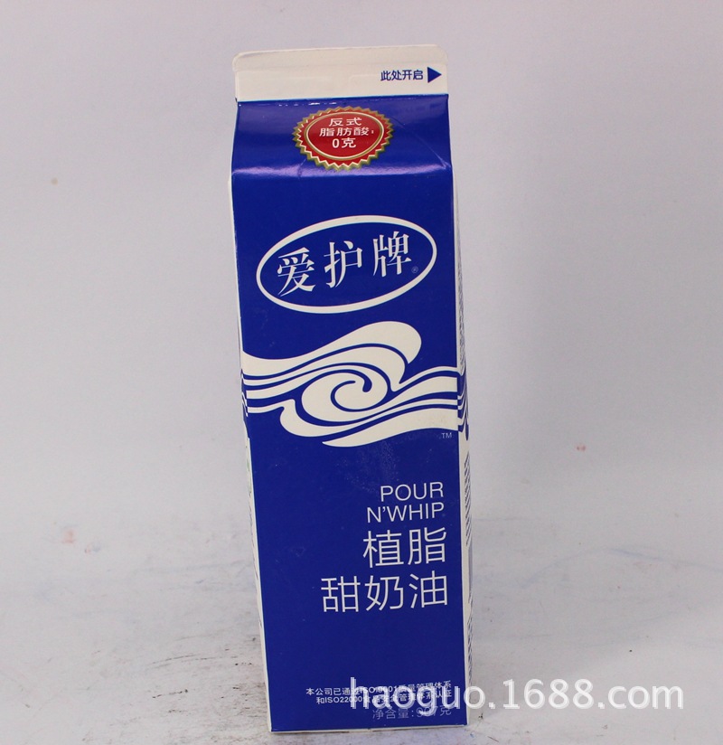 爱护牌植脂甜奶油 爱护甜奶油 植物性奶油1l*12盒