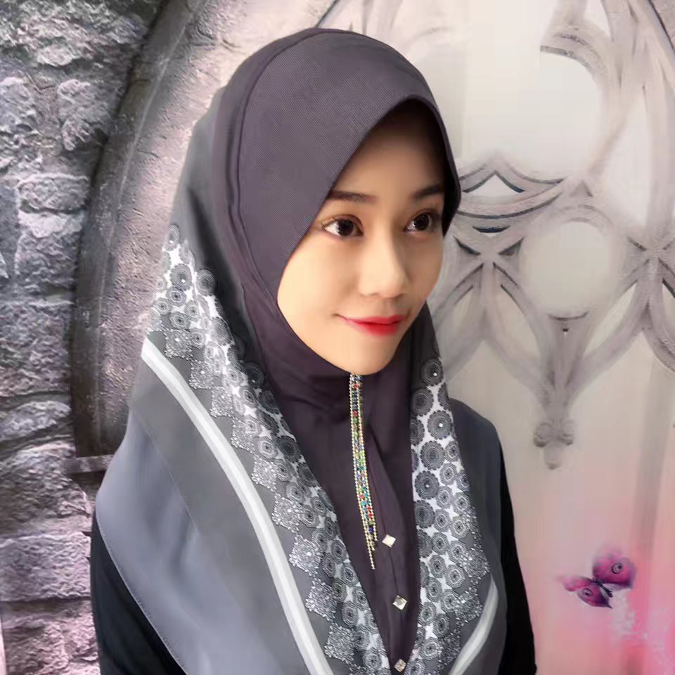 穆斯林头巾 马来西亚款 圆形两层雪纺方便套头款 女 纱巾回族盖头