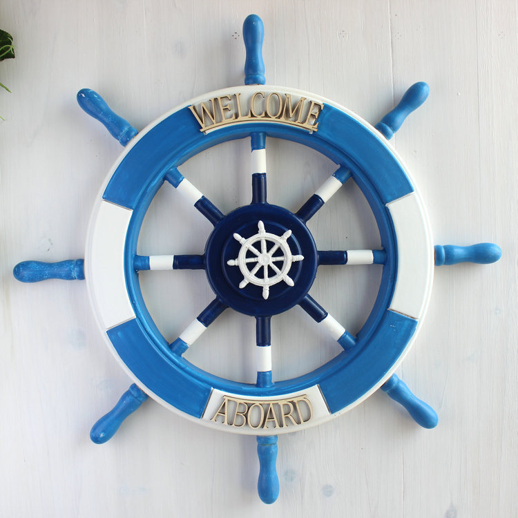 新款62公分船舵 复古做旧木质工艺 手工创意航海船舵手酒吧装饰