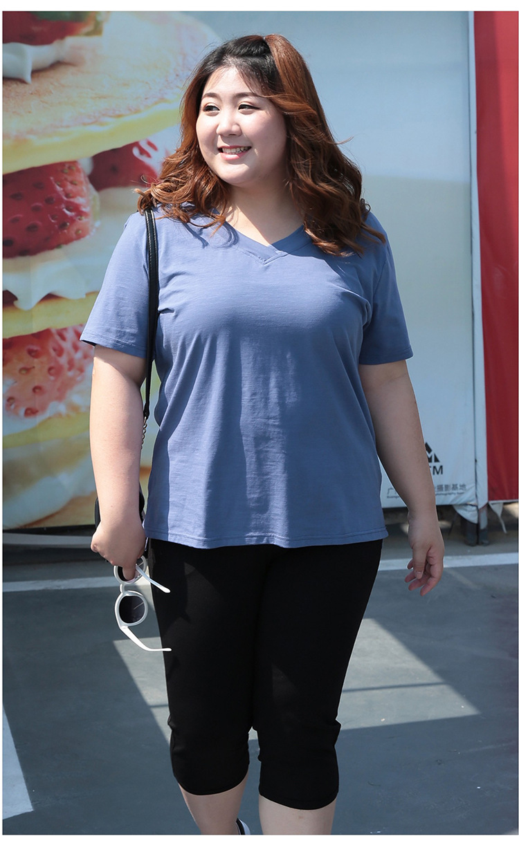 2019夏季韩版爆款大码女装纯棉t恤女打底衫胖mm短袖上衣宽松