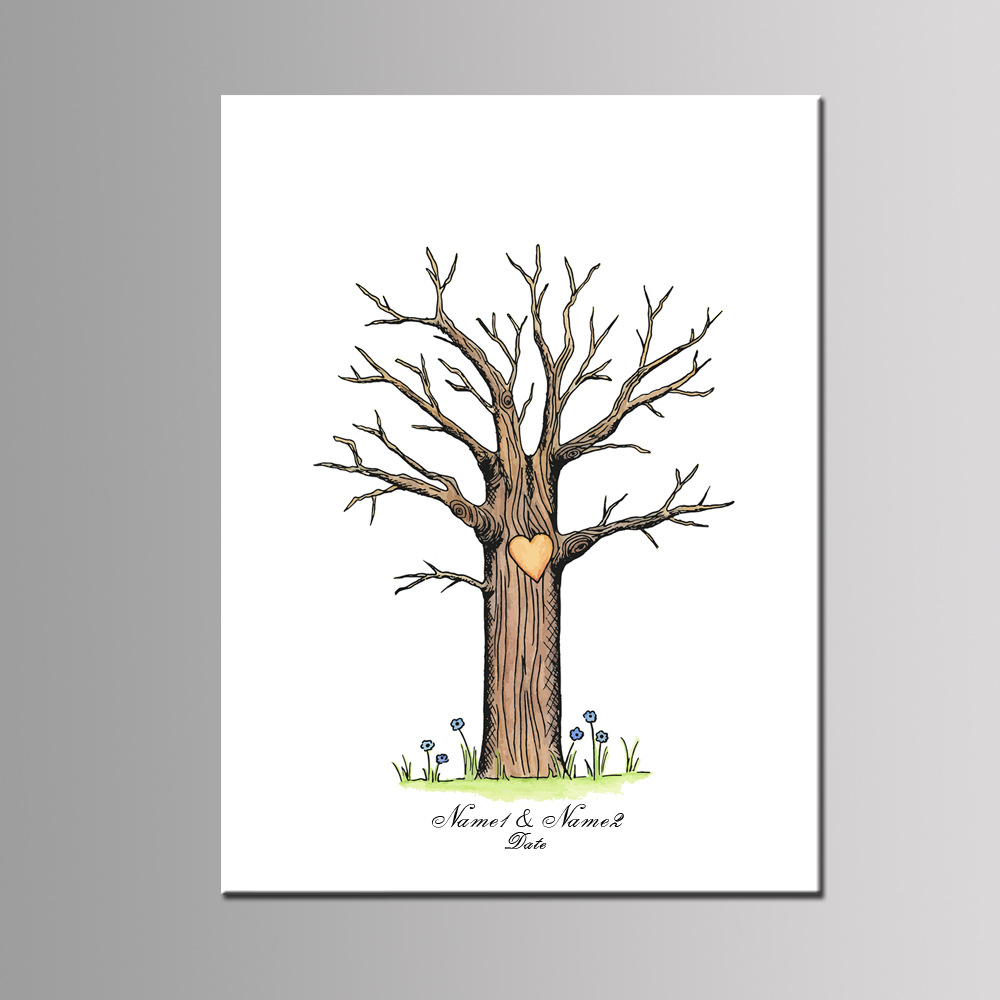 指纹diy创意手指签到画 婚礼生日派对签到树 hk083