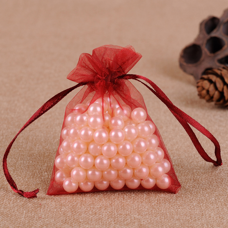 Factory Wholesale Ornament Gauze Bag Solid Color Pearl Yarn Wedding Candy Bag Jewelry Packaging Solid Color Organza Mesh Bag
