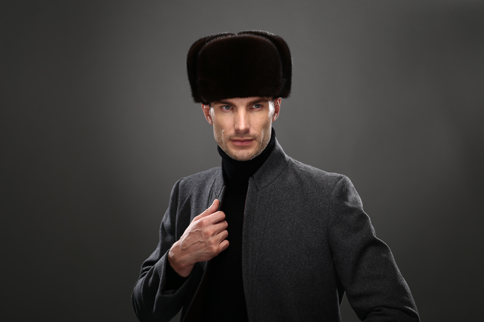 水貂皮帽子男冬季皮草帽子男款户外保暖老头京式帽整貂毛时尚休闲