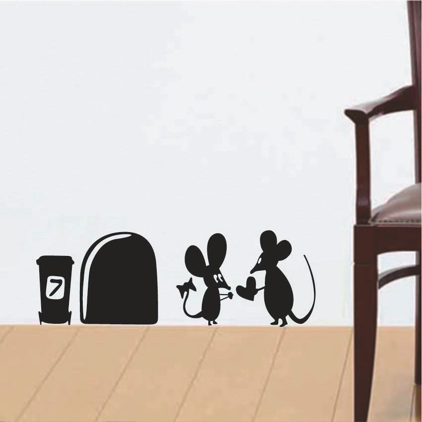 有趣的老鼠洞的老鼠洞墙贴创意可爱贴纸卧室客厅老鼠墙贴花htb1-阿里